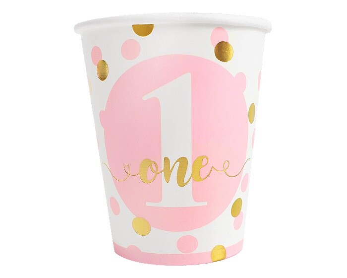Bekers - One Roze/Goud - 8 stuks afbeelding
