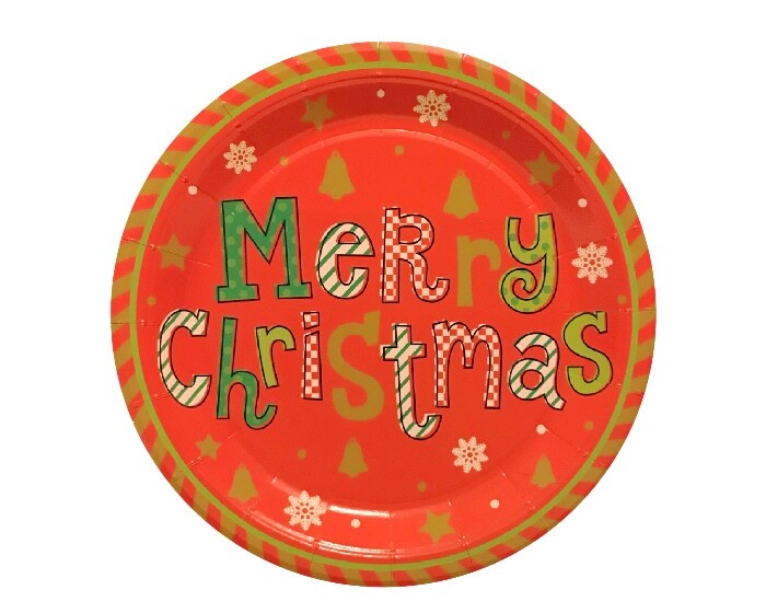 Bordjes - Merry Christmas - Groen/Rood - 18cm - 10 stuks afbeelding