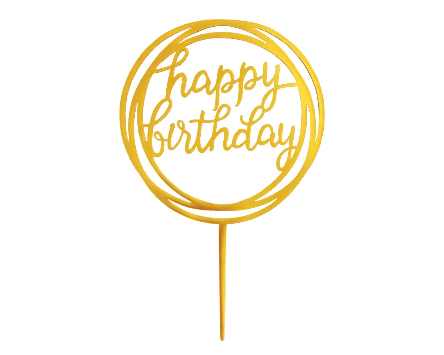 Caketopper Happy Birthday Rond Goud afbeelding