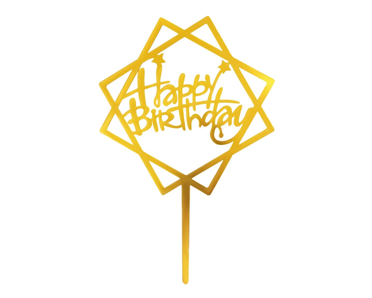 Caketopper Happy Birthday 8-hoek Goud afbeelding