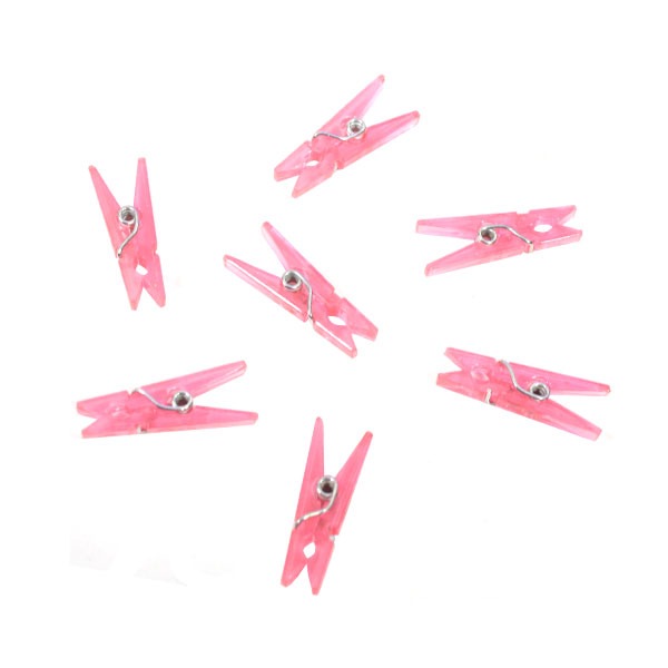 Plastic Decoratie Knijper Roze (24st) afbeelding
