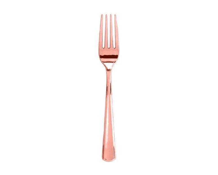 Plastic Dessertvorken Metallic Roségoud (12st) afbeelding