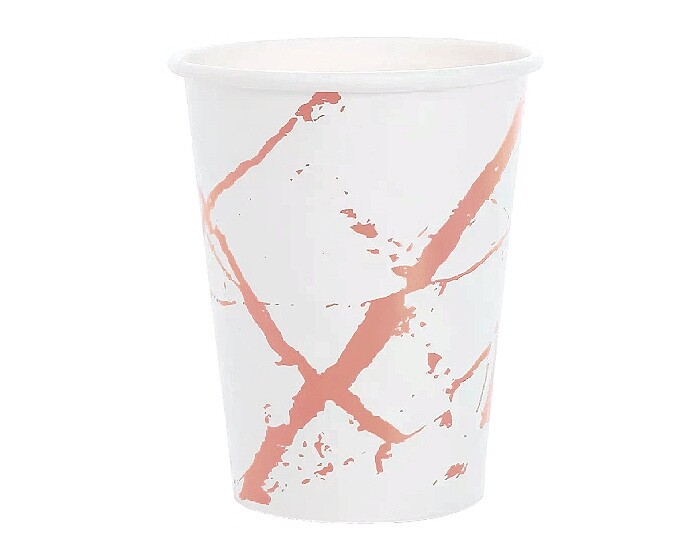 Kartonnen Bekers - Marble Roségoud - 20 stuks afbeelding