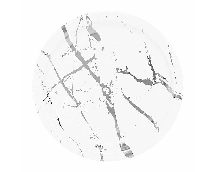 Kartonnen Borden Marble Zilver 23cm (20st) afbeelding
