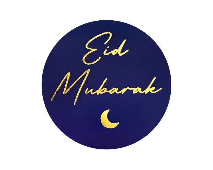 Stickers Eid Mubarak - Blauw&Goud - 24 stuks afbeelding