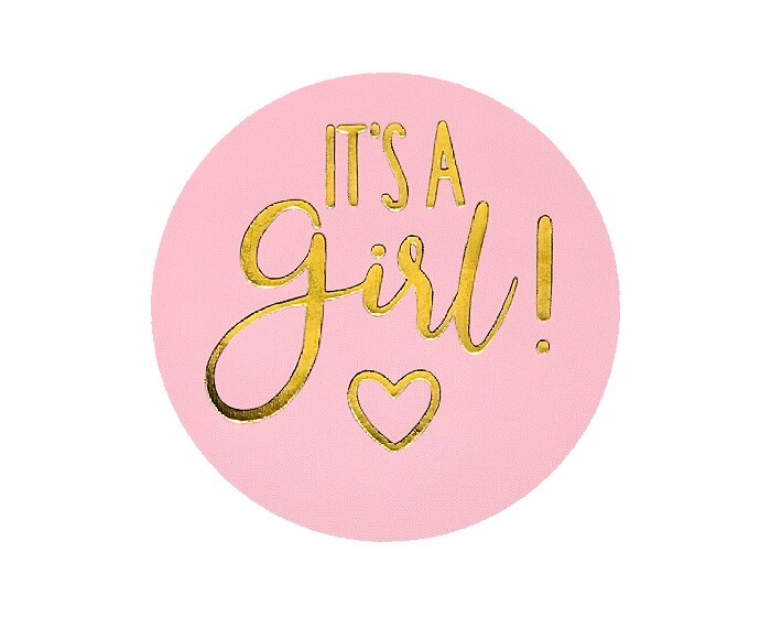 Stickers It's A Girl! Roze/Goud (24st) afbeelding