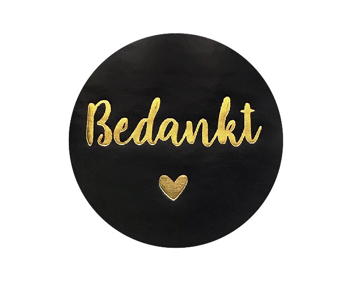 Stickers Bedankt Zwart/Goud (24st) afbeelding