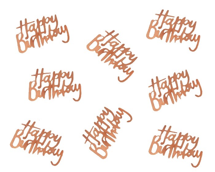 Tafelconfetti Happy Birthday Roségoud (48st) afbeelding