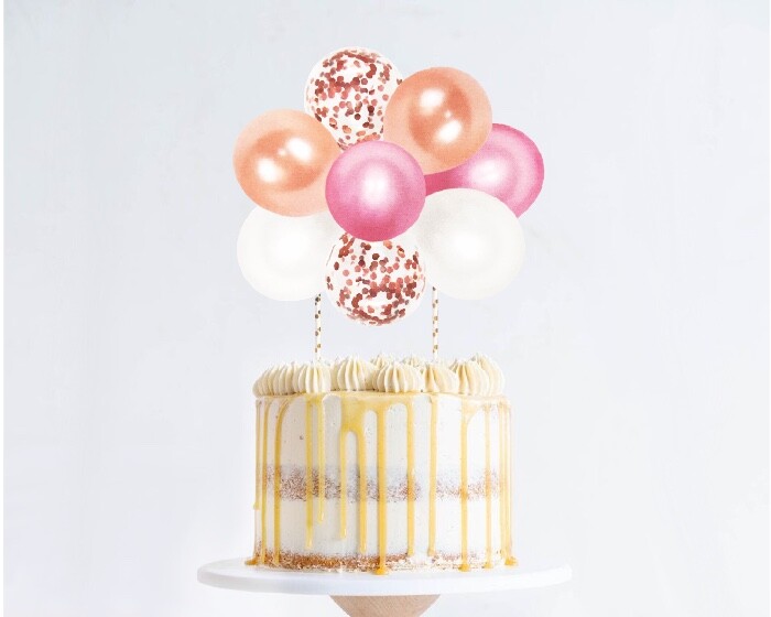 Taarttopper Ballonnen Roze/Roségoud afbeelding