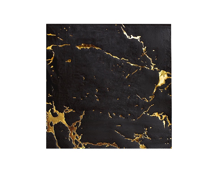 Servetten Marble Zwart/Goud (20st) afbeelding
