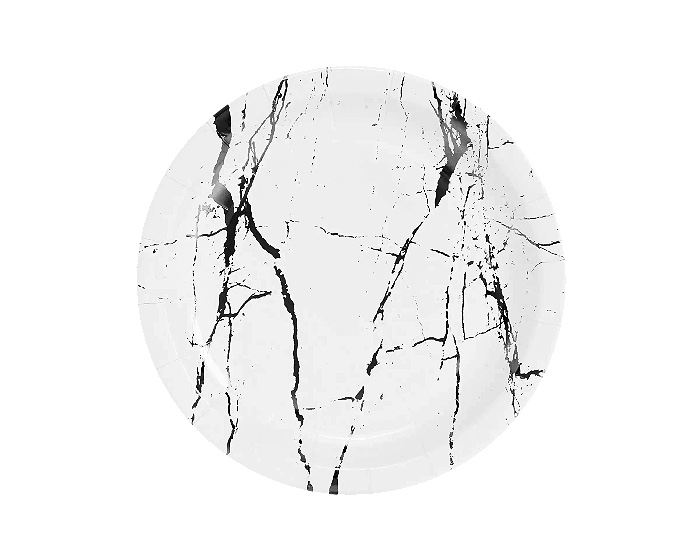 Kartonnen Bordjes Marble Zwart 18cm (20st) afbeelding