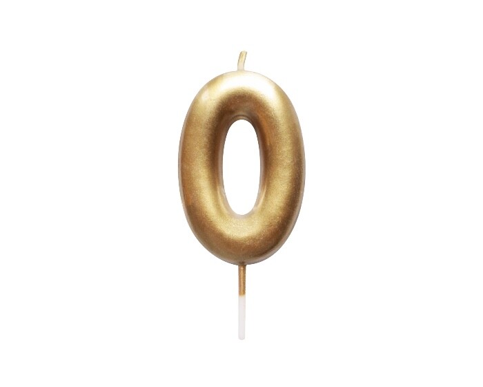 Verjaardagskaars Cijfer 0 Goud afbeelding