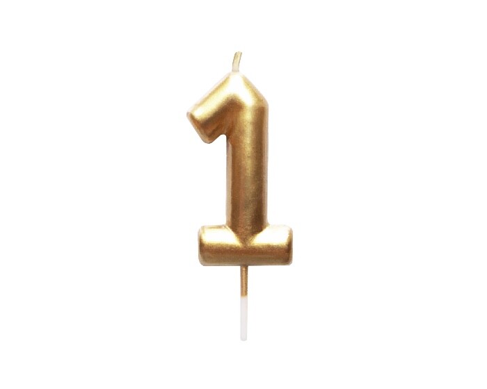 Verjaardagskaars Cijfer 1 Goud afbeelding