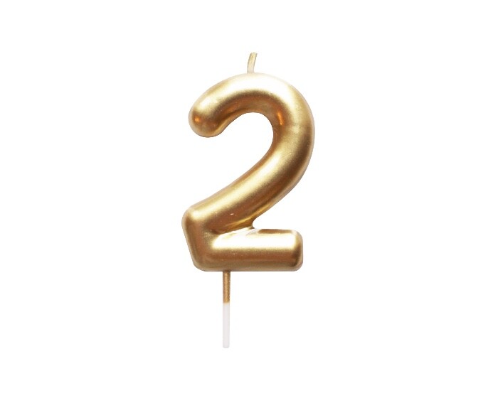 Verjaardagskaars Cijfer 2 Goud afbeelding