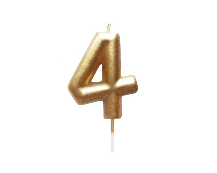Verjaardagskaars Cijfer 4 Goud afbeelding