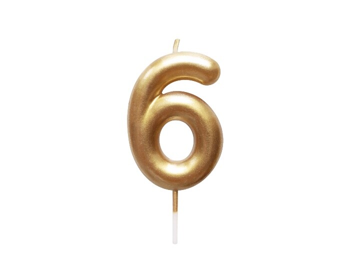 Verjaardagskaars Cijfer 6 Goud afbeelding
