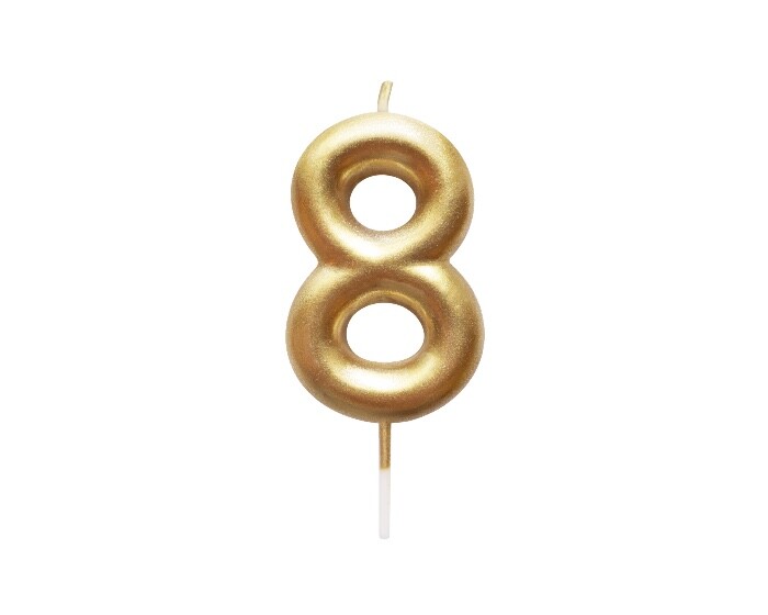 Verjaardagskaars Cijfer 8 Goud afbeelding