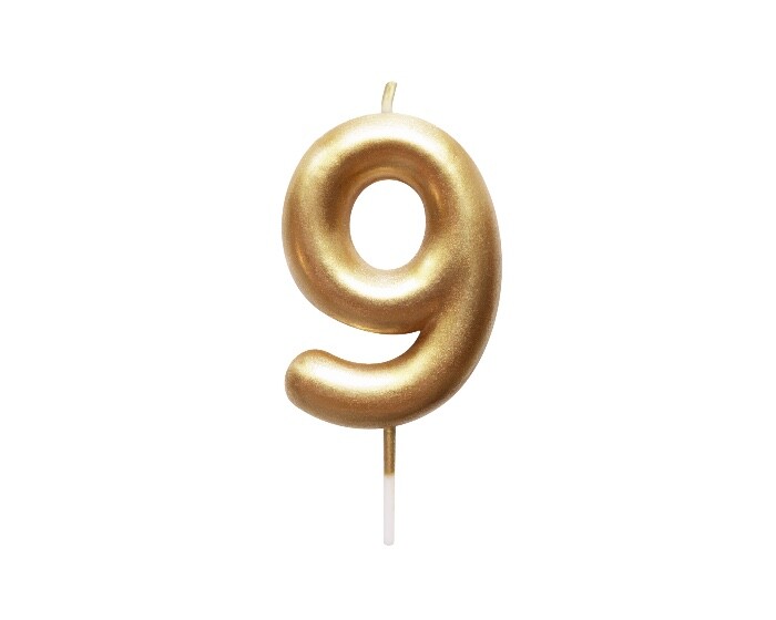 Verjaardagskaars Cijfer 9 Goud afbeelding