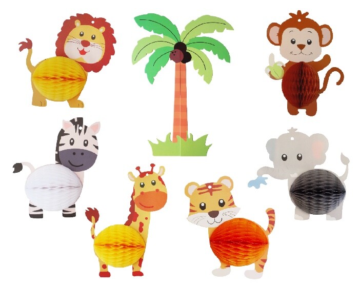 Honeycomb Decoratieset Jungle Dieren (7st) afbeelding
