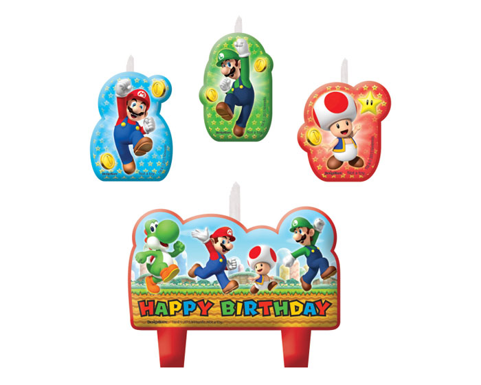 Kaarsjes Super Mario (4st) afbeelding