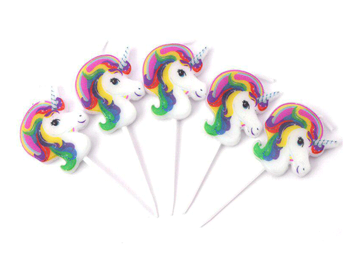 Kaarsjes Unicorn (5st) afbeelding