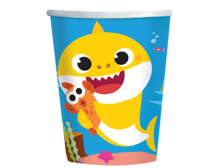 Bekers Baby Shark Geel - 8st afbeelding