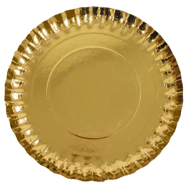 Kartonnen Dienblad Rond Metallic Goud - 28cm - 3 stuks afbeelding
