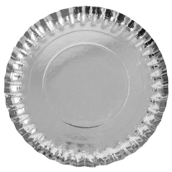 Kartonnen Dienblad Rond Metallic Zilver 28cm afbeelding