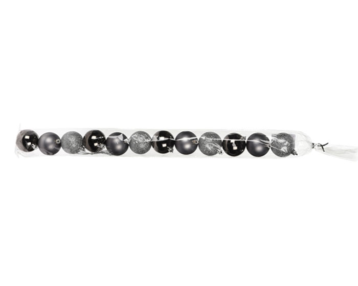 Kerstballen Zwart/Zilver 50mm (12st) afbeelding
