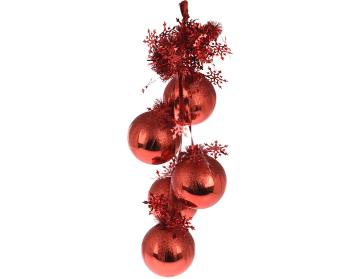 Kerstballen Tros Rood - 10 cm afbeelding