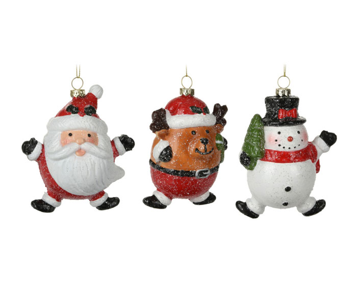 Hangdeco Kerstfiguren - 11cm - 3 stuks afbeelding
