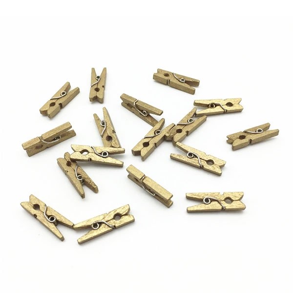 Houten Mini Knijpertjes Goud (24st) afbeelding