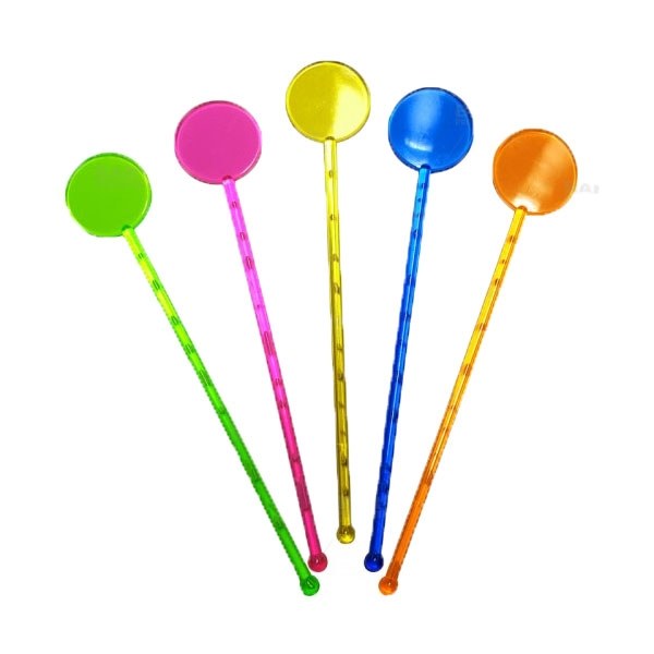 Plastic Ronde Roerstaafjes Gekleurd - 12st afbeelding