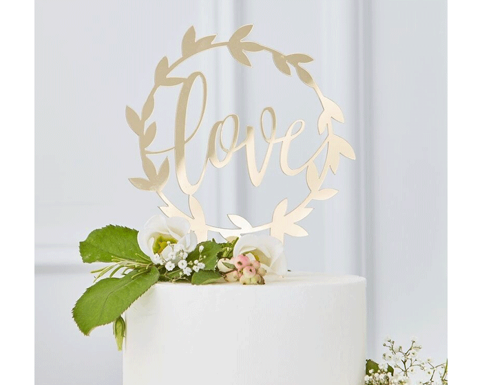 Acryl Taarttopper Love Goud Ginger Ray afbeelding