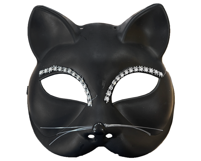 Masker Zwarte Kat met strass afbeelding