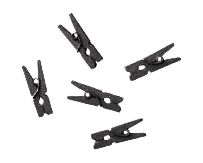 Houten Mini Knijpers Zwart - 24 stuks afbeelding