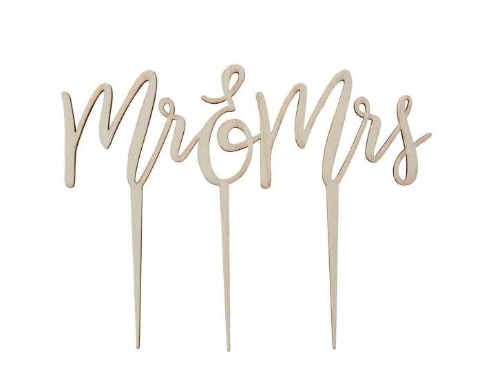 * Houten Taarttopper Mr&Mrs Ginger Ray afbeelding
