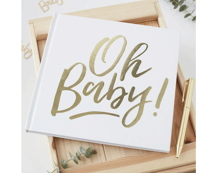 Gastenboek Oh Baby! in goudfolie Ginger Ray afbeelding