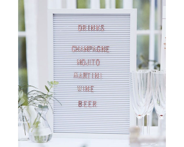 XL Letterbord met roségouden letters - 44 x 29 cm afbeelding
