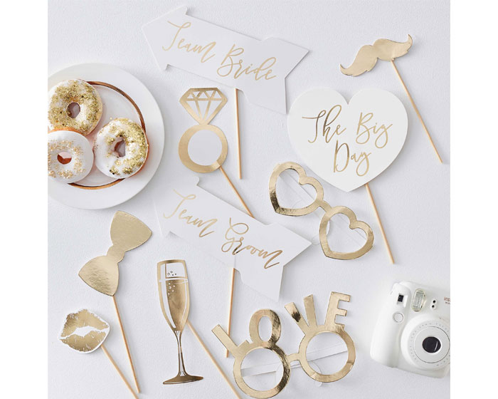 Photobooth Props Gold Wedding Ginger Ray - 10 stuks afbeelding