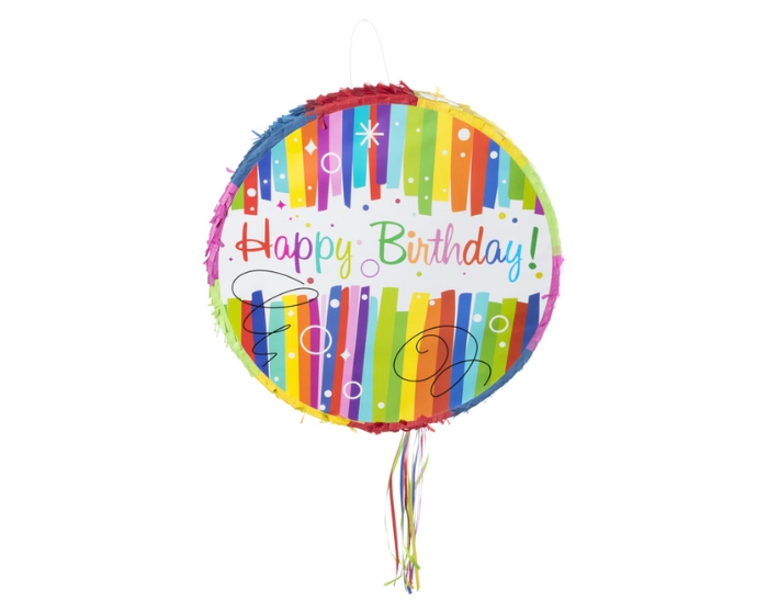 Trekpiñata Happy Birthday Multikleur - 44cm afbeelding
