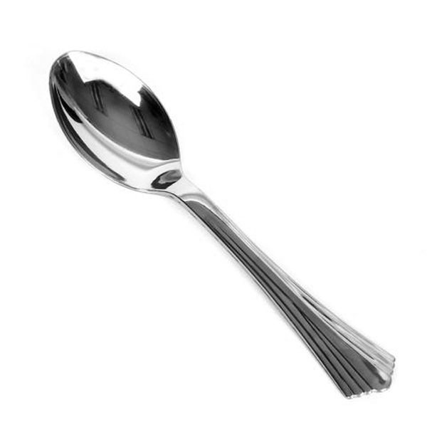 Plastic Dessertlepels Metallic Zilver (10st) afbeelding