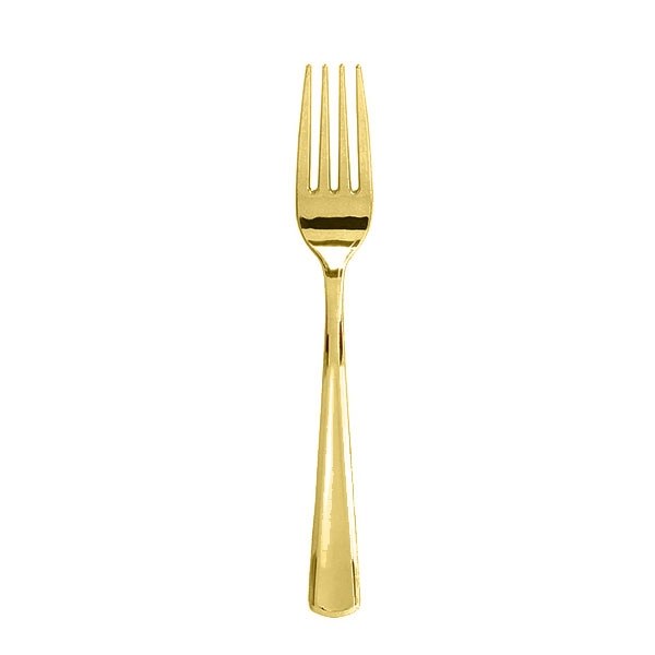 Plastic Dessertvorken Metallic Goud (12st) afbeelding