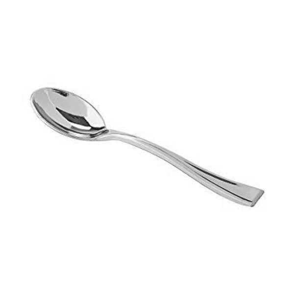 Plastic Mini Lepels Metallic Zilver (24st) afbeelding