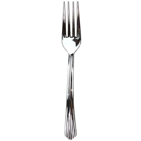 Plastic Vorken Metallic Zilver (10st) afbeelding