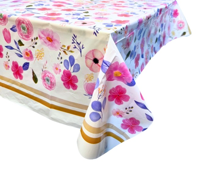 Plastic Tafelkleed Bloemen - 108x180cm afbeelding