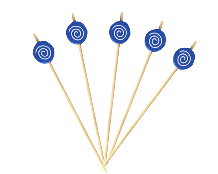 Cocktailprikkers Candy Swirl Hout Blauw (24st) afbeelding