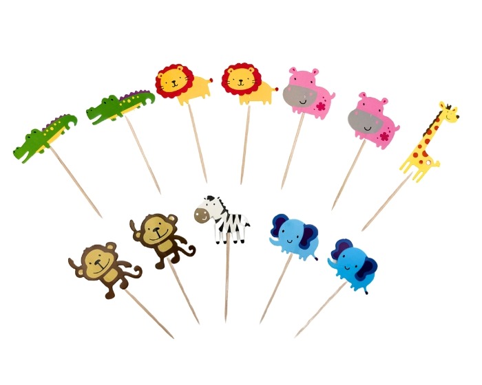Prikkers Jungle Dieren - 16cm -12 stuks afbeelding