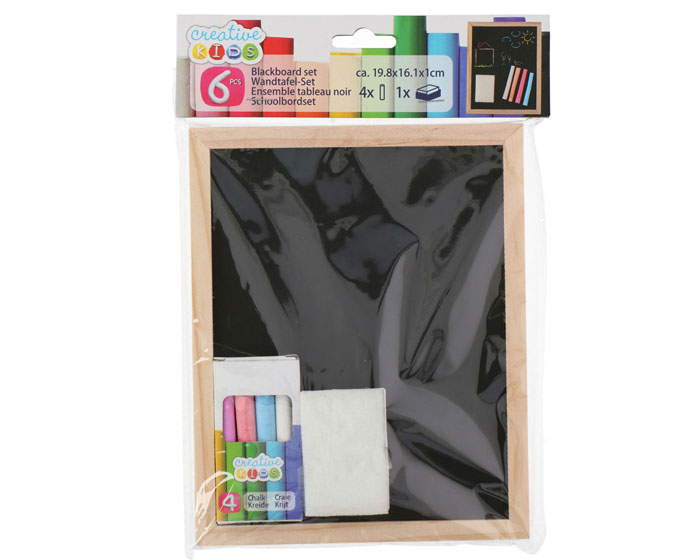 Schoolbord met krijt&wisser - 19,8x16,1cm - 6dlg afbeelding