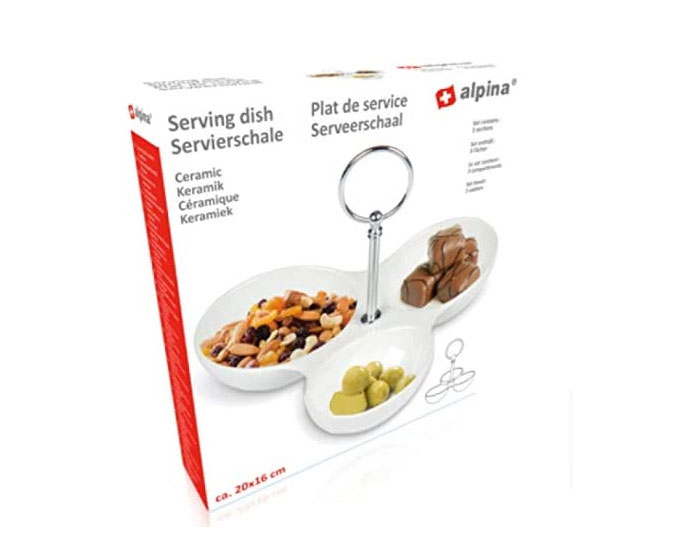 Alpina Serveerschaal Keramiek 3-vaks (20x16cm) afbeelding